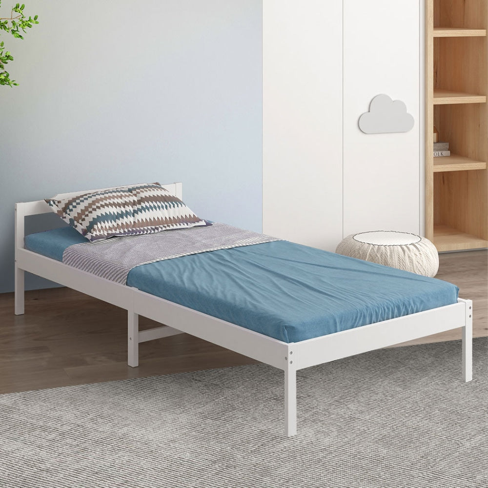 Levede Wooden Bed Frame King Single Mattress Base Solid Timber Pine Wood White Fast shipping On sale