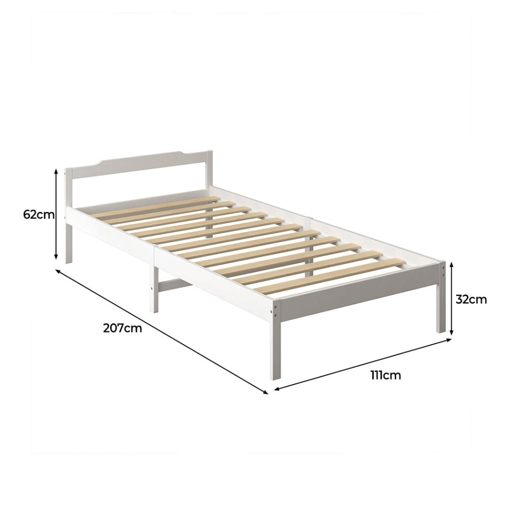 Levede Wooden Bed Frame King Single Mattress Base Solid Timber Pine Wood White Fast shipping On sale