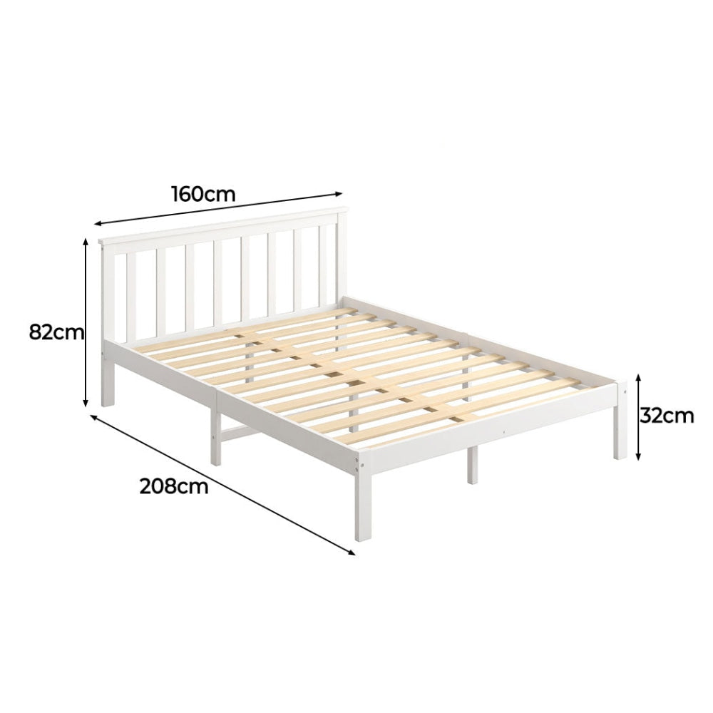 Levede Wooden Bed Frame Queen Full Size Mattress Base Timber White Fast shipping On sale