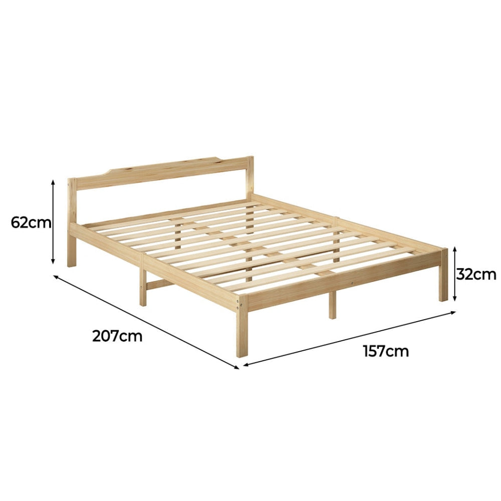 Levede Wooden Bed Frame Queen Size Mattress Base Solid Timber Pine Wood Natural Fast shipping On sale