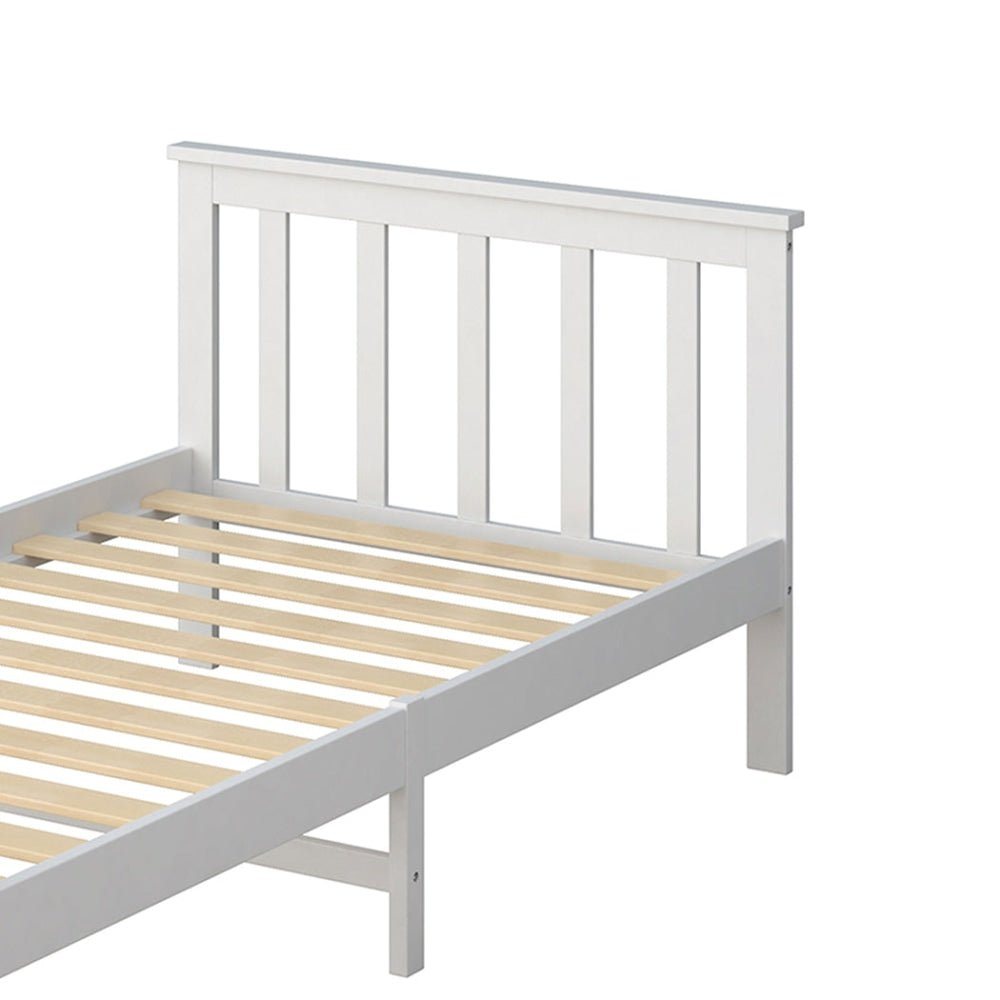 Levede Wooden Bed Frame Single Size Mattress Base Solid Pine Wood White Fast shipping On sale