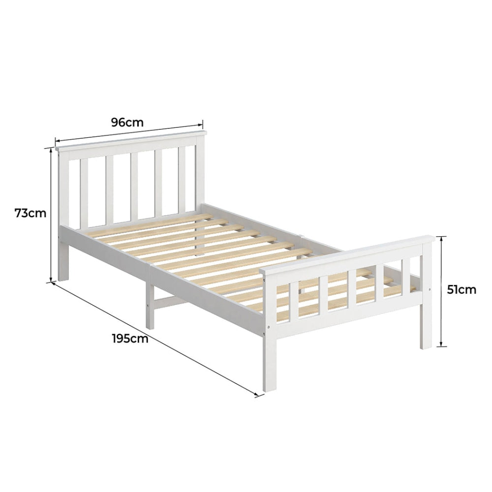 Levede Wooden Bed Frame Single Size Mattress Base Solid Pine Wood White Fast shipping On sale