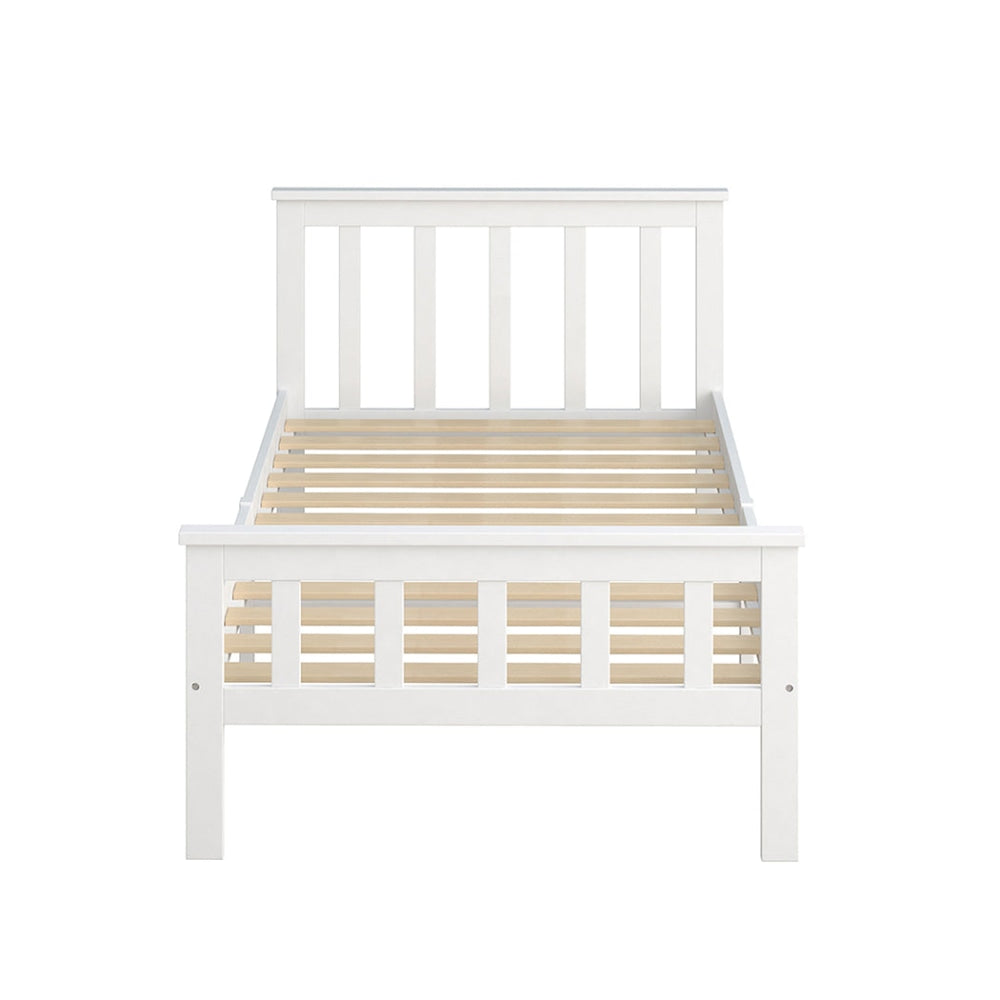 Levede Wooden Bed Frame Single Size Mattress Base Solid Pine Wood White Fast shipping On sale