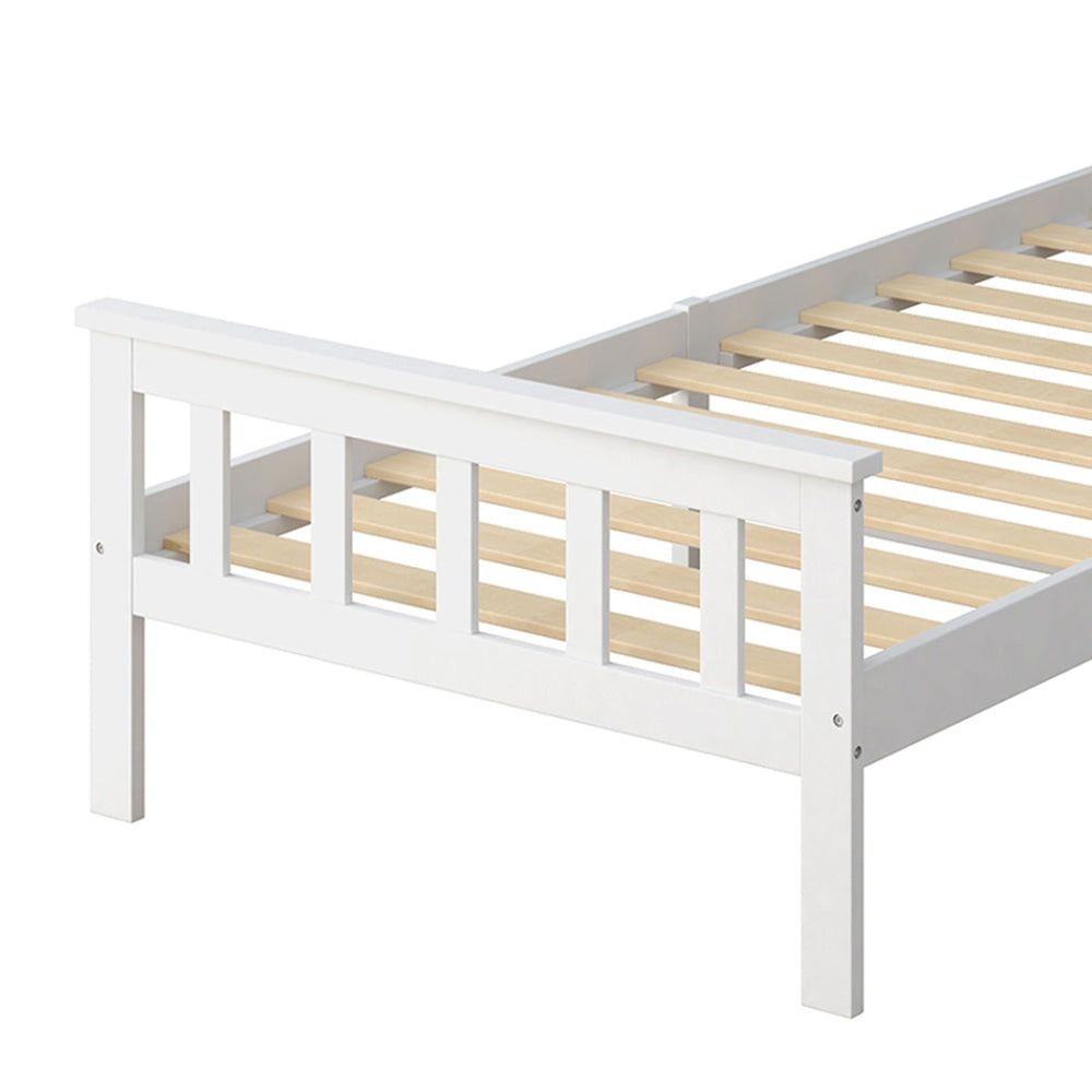 Levede Wooden Bed Frame Single Size Mattress Base Solid Pine Wood White Fast shipping On sale