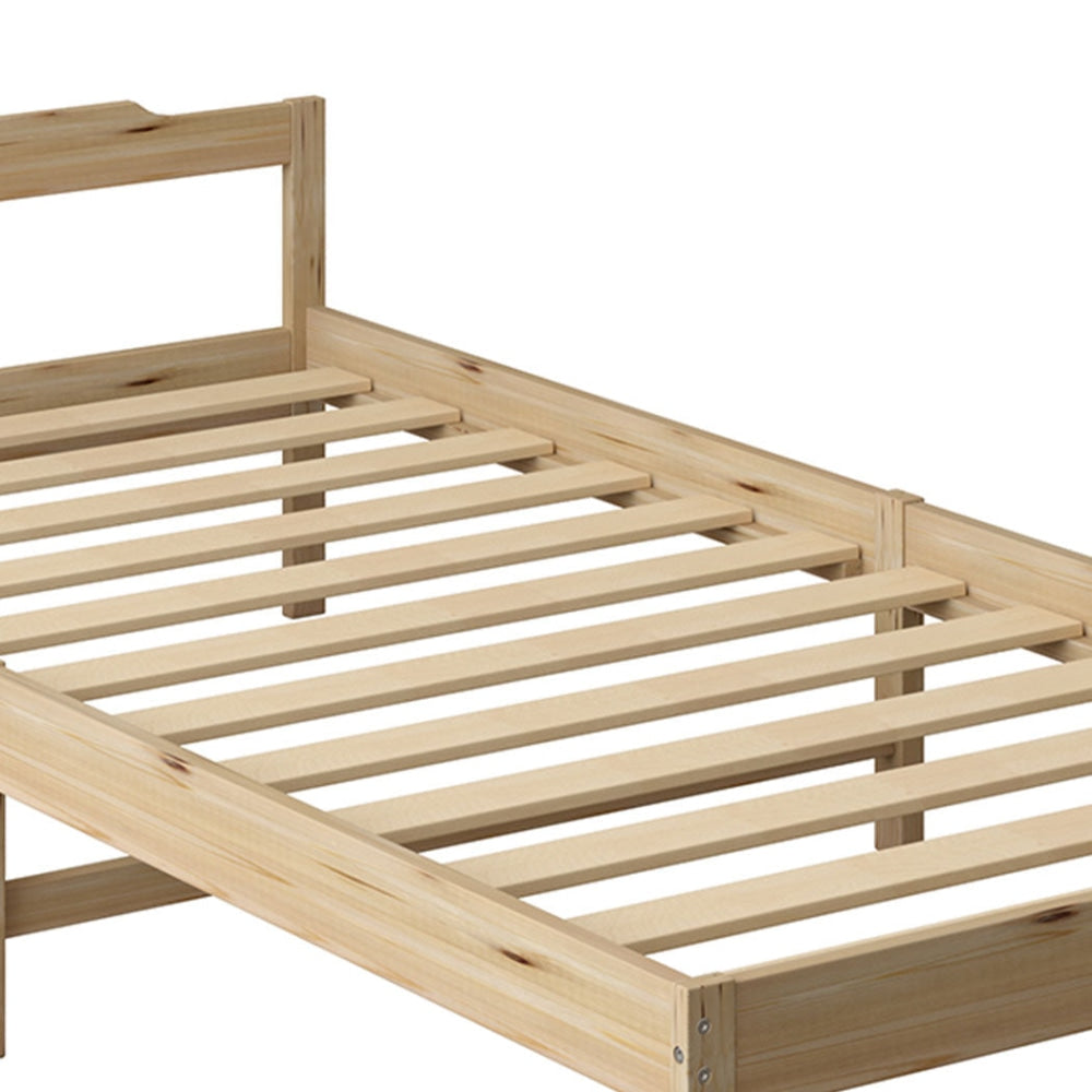 Levede Wooden Bed Frame Single Size Mattress Base Solid Timber Pine Wood Natural Fast shipping On sale