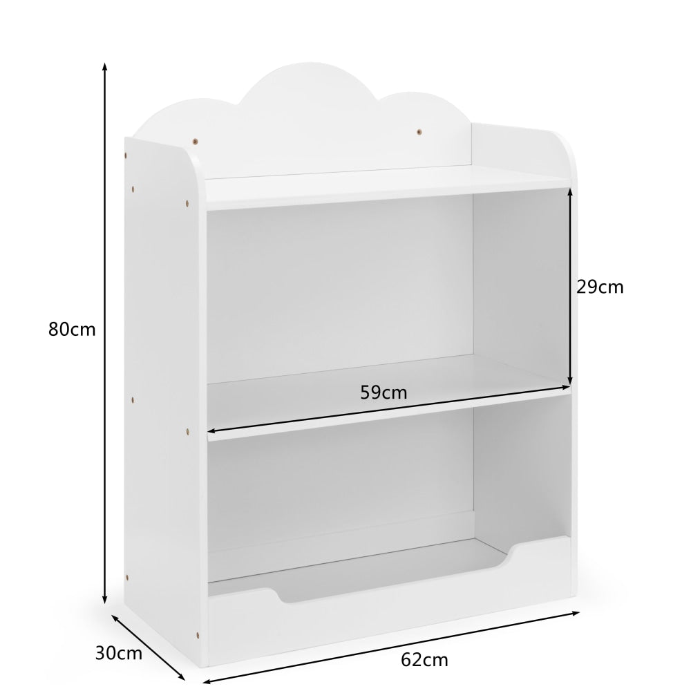 Liam Kids Furniture 2-Tier Shelf Bookcase Cloud Design Display Cabinet - White Fast shipping On sale