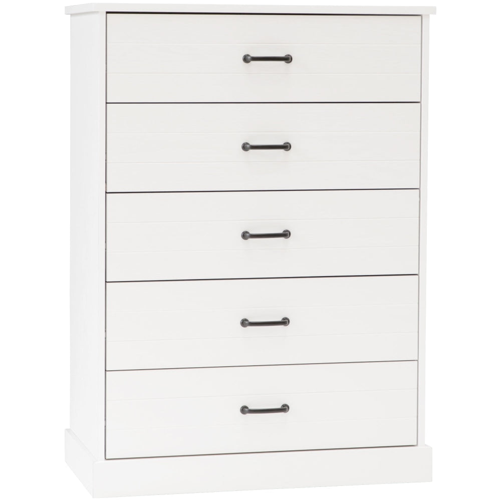 Liberty Modern Wooden Chest Of 5-Drawers Tallboy Storage Cabinet - White Drawers Fast shipping On sale