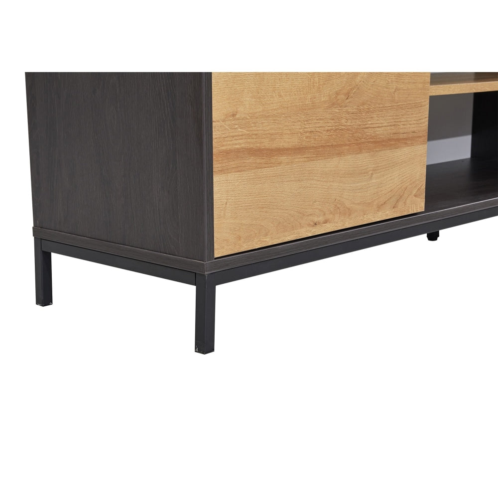 Lily Modern Classic TV Stand Entertainment Unit W/ Storage 180cm - Oak & Black Fast shipping On sale