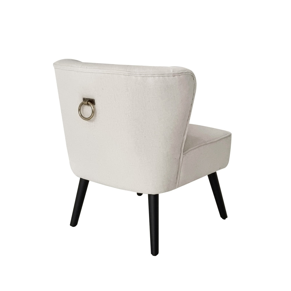 Lina Fabric Lounge Accent Armchair Wooden Legs - Beige Chair Fast shipping On sale