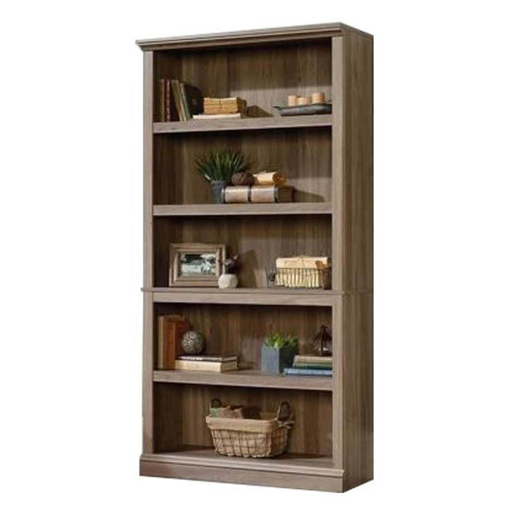 Lintel 5-Tier Sleek Wooden Bookcase Display Shelf - Salt Oak Fast shipping On sale