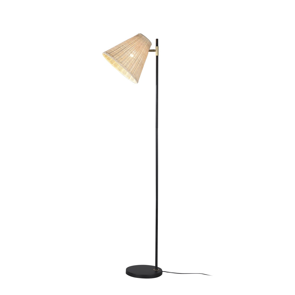 Lisa Classic Woven Rattan Shade Floor Lamp Light Black Natural Fast shipping On sale