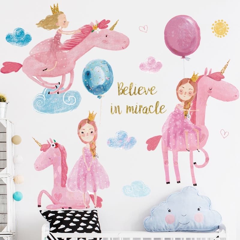 Little Girl and Her Best Friend Unicorn Wall Sticker Decoration Decor Fast shipping On sale