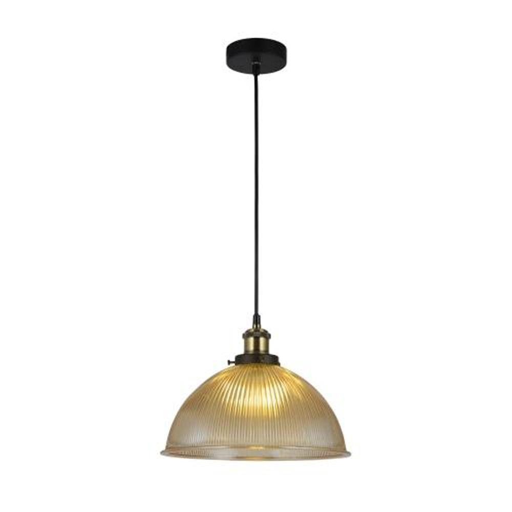 Livia Hanging Pendant Lamp Glass Shade - Black / Amber Fast shipping On sale