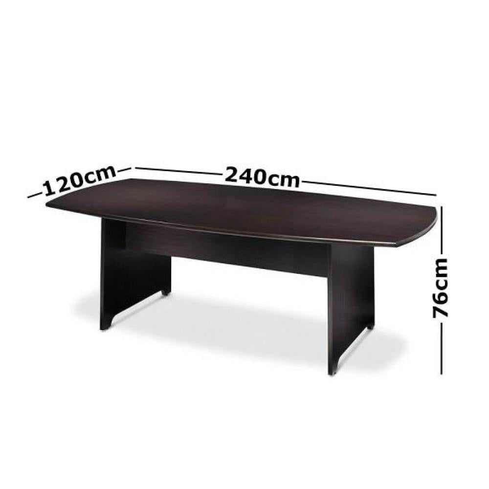 Logan Boat - Shaped Office Conference Table 240cm - Espresso Desk Fast shipping On sale