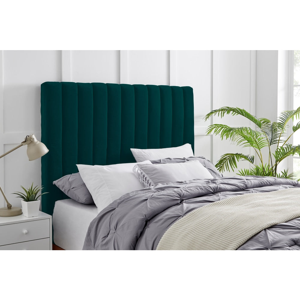 London Fabric Velvet Cushion Bed Head Headboard Queen Size - Emerald Fast shipping On sale