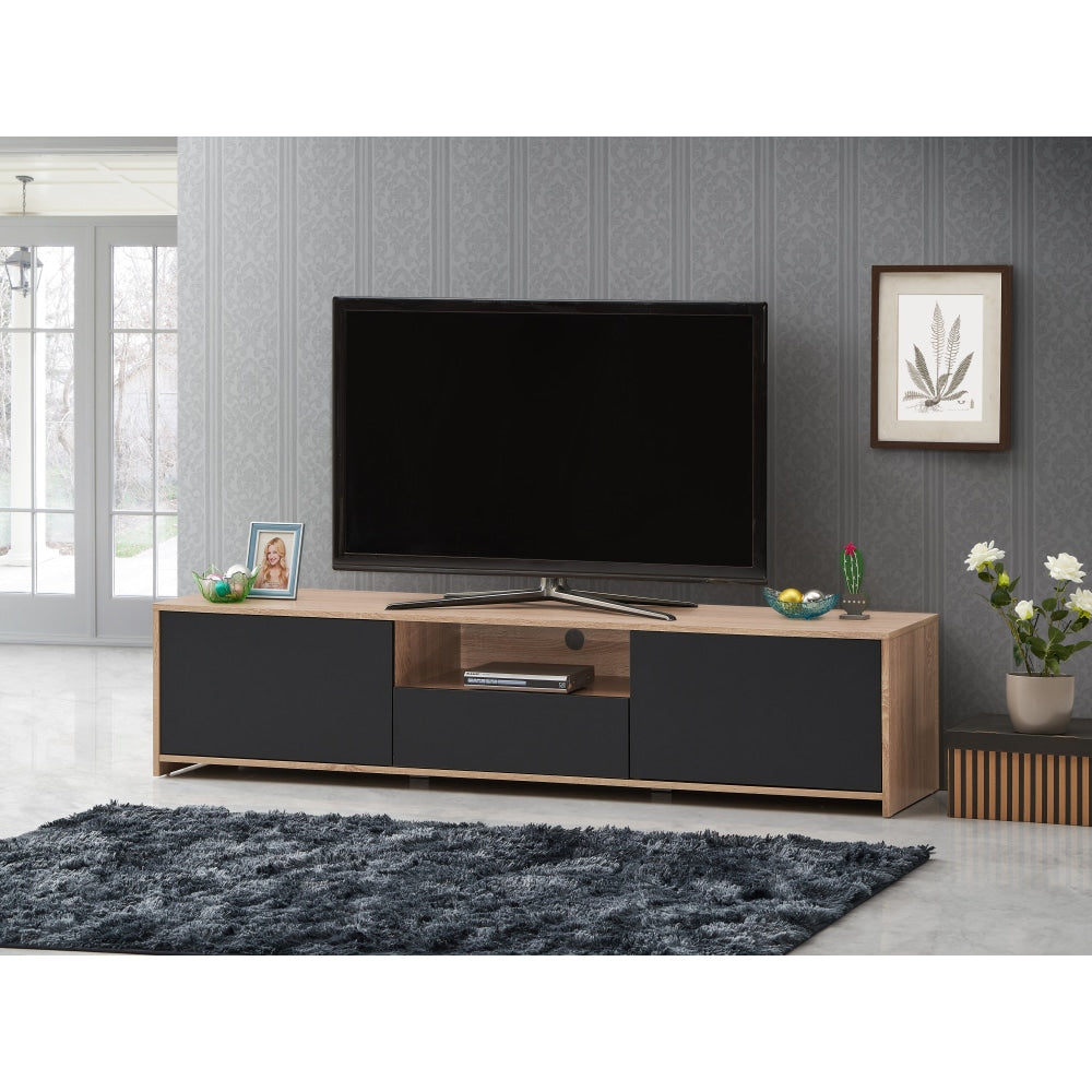 Londyn TV Stand Entertainment Unit W/ 2-Doors 1-Drawer - Oak/Black Fast shipping On sale