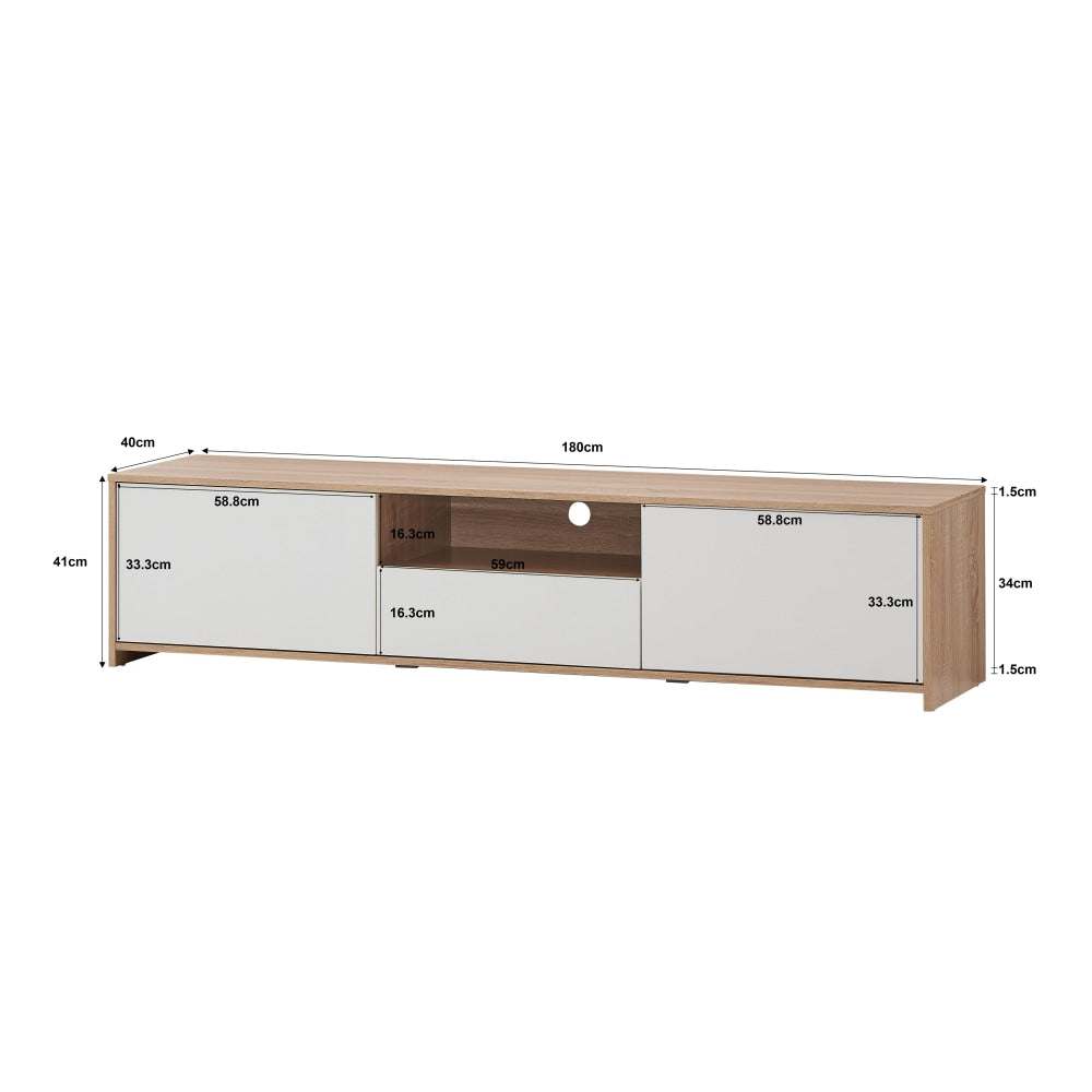 Londyn TV Stand Entertainment Unit W/ 2-Doors 1-Drawer - Oak/White Fast shipping On sale