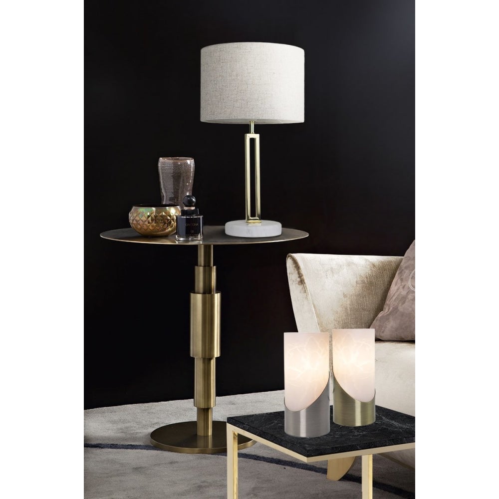 Lonsdale Touch Table Lamp Antique Brass Base - White Fast shipping On sale