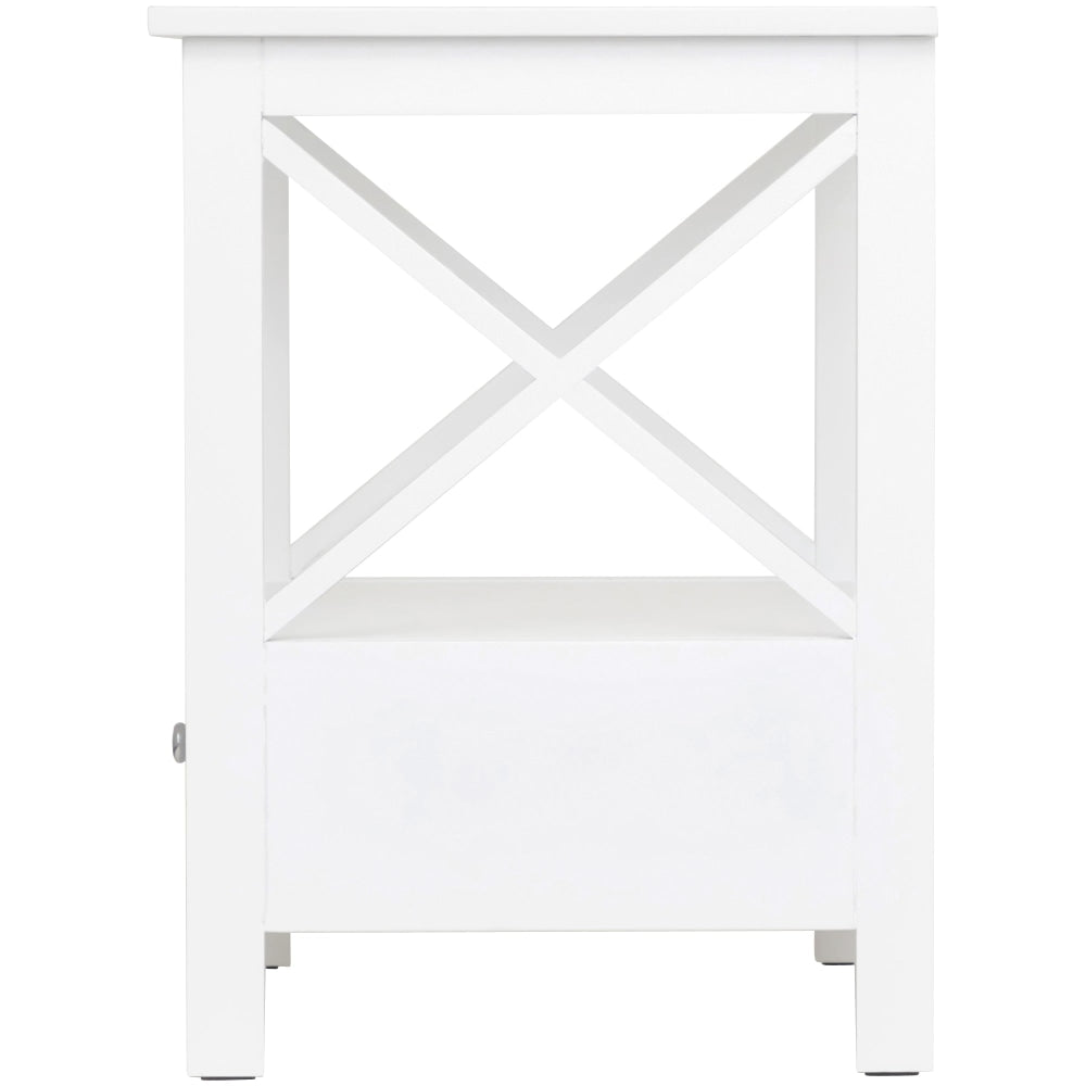 Lorena Open Shelf Low 1-Drawer Bedside Nightstand Side Table - White Fast shipping On sale