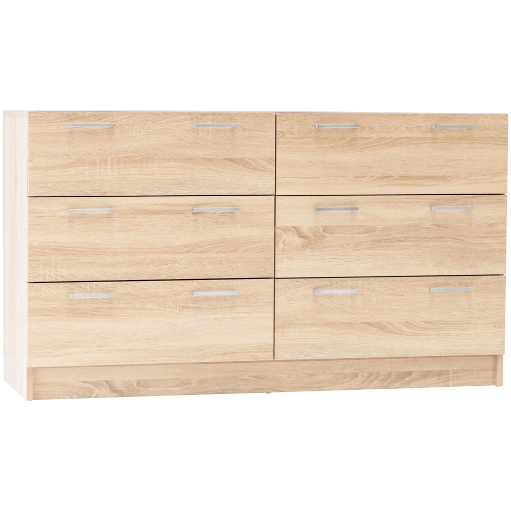 Lorenzo Chest of 6-Drawer Lowboy Sideboard Storage Cabinet - Light Sonoma Oak Of Drawers Fast shipping On sale