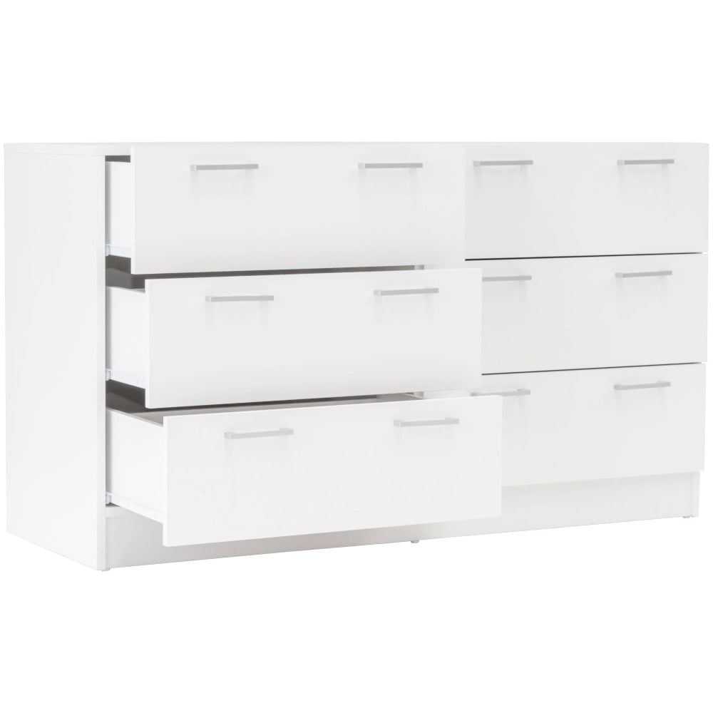 Lorenzo Chest of 6 - Drawer Lowboy Sideboard Storage Cabinet - White Of Drawers Fast shipping On sale