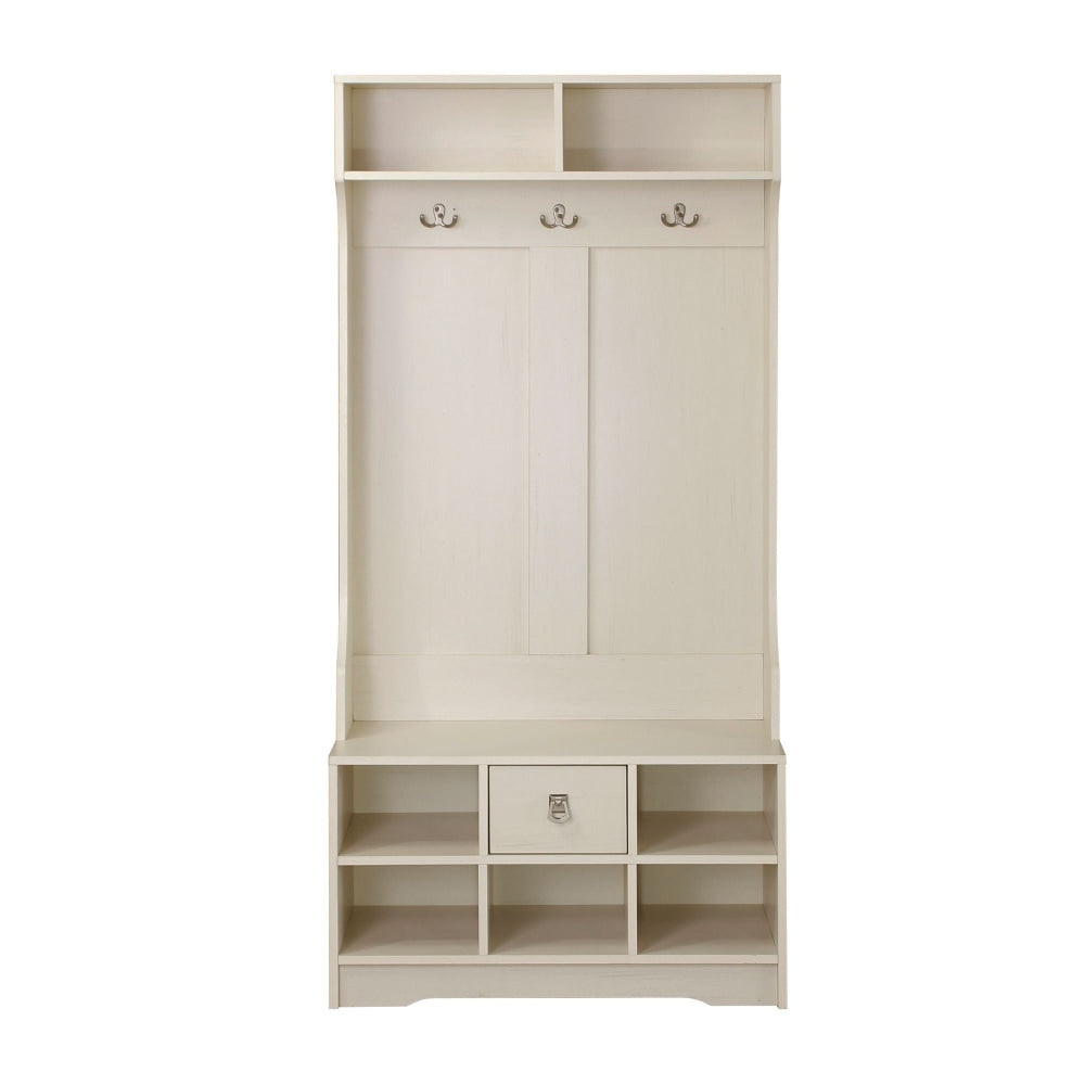 Lorrel Modern Hall Tree Coat Rack & Shoe Storage Cabinet - Antique White Fast shipping On sale