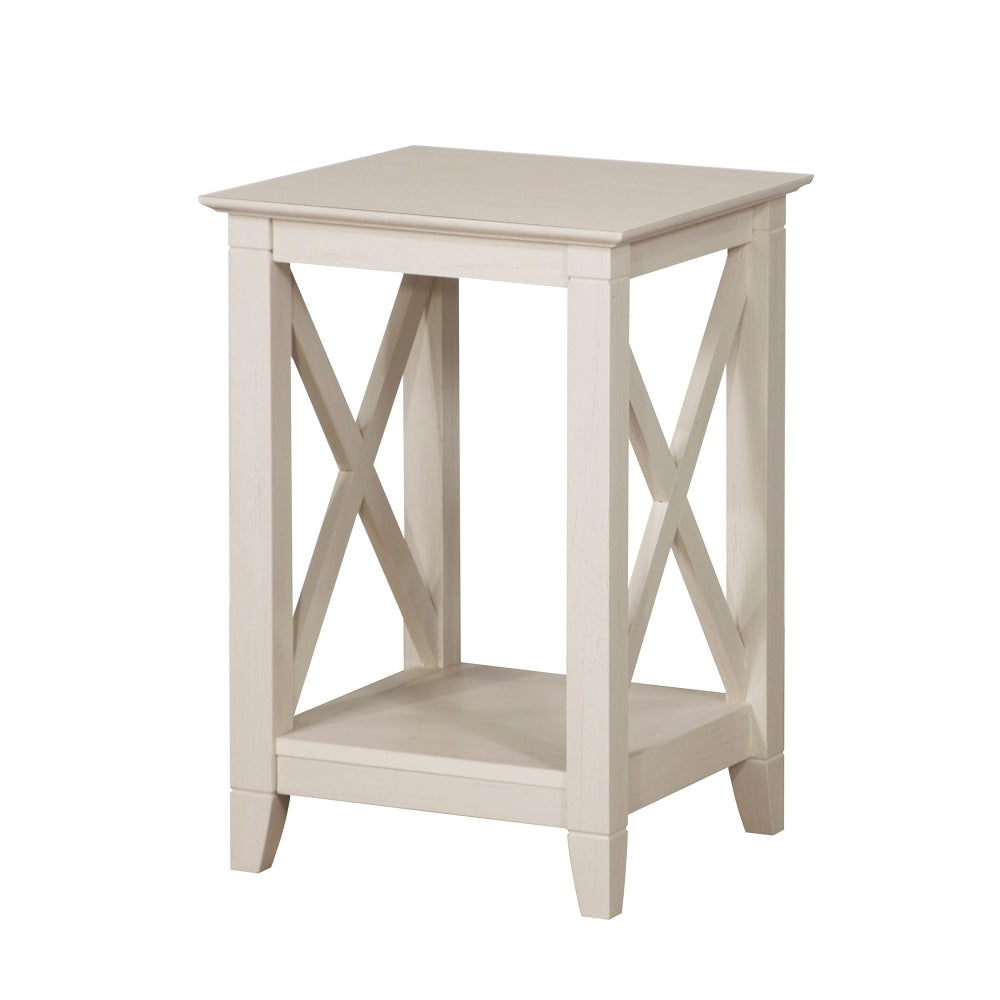 Lorrel Modern Minimalist Square Wooden Side Table - Antique white Fast shipping On sale