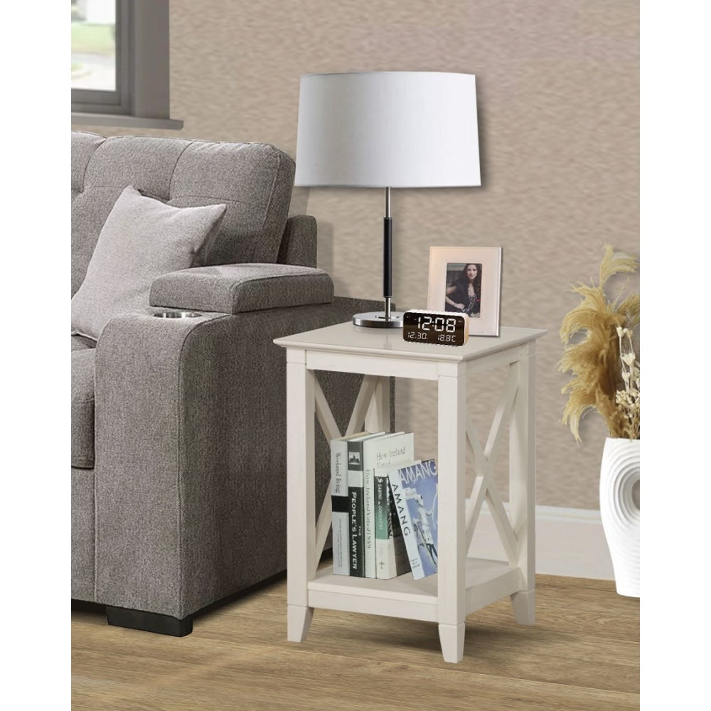 Lorrel Modern Minimalist Square Wooden Side Table - Antique white Fast shipping On sale