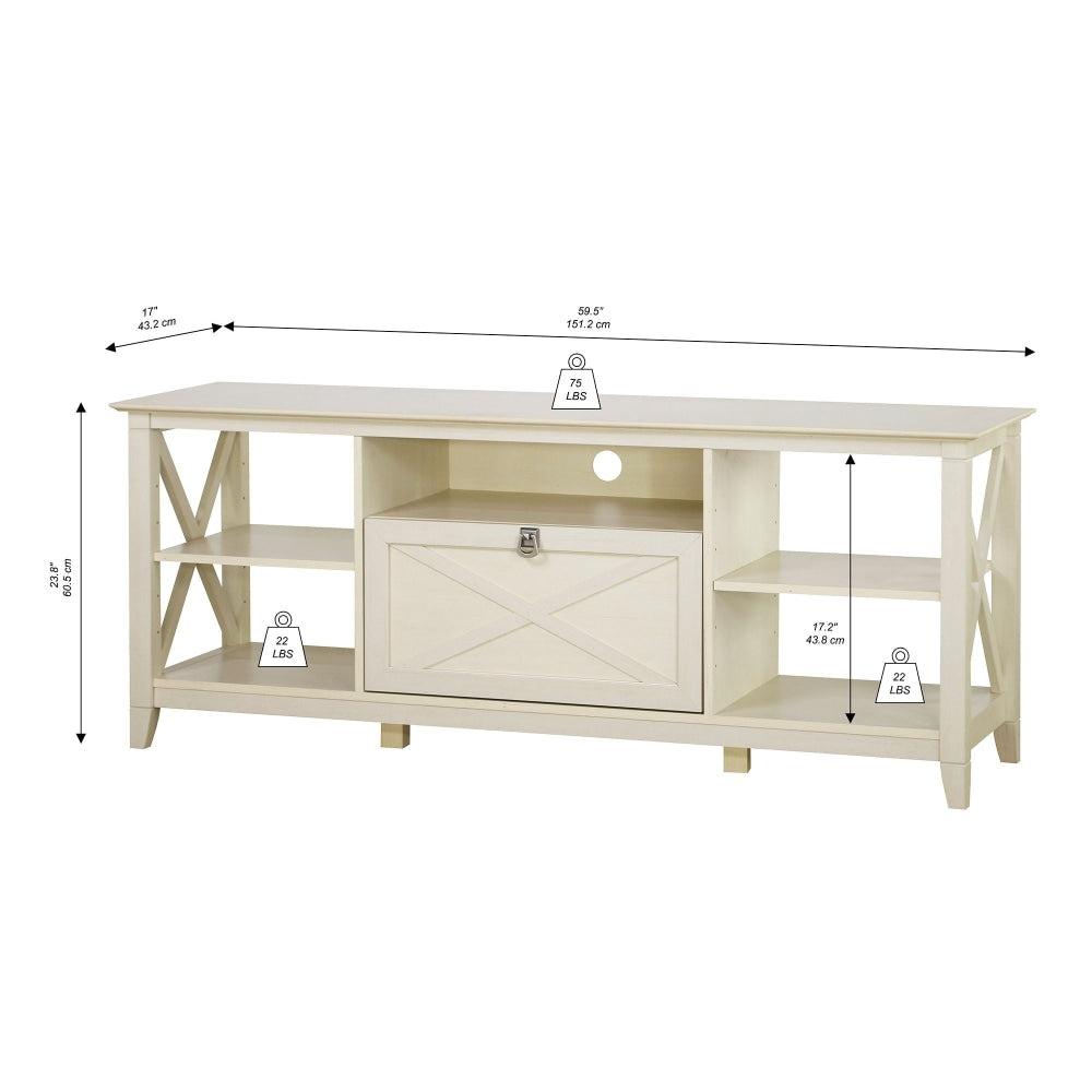 Lorrel Modern TV Stand Entertainment Unit Storage Cabinet - Antique White Fast shipping On sale