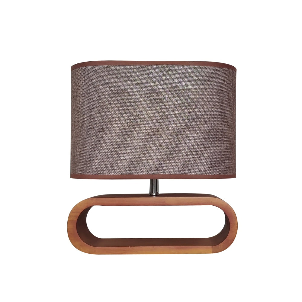 LOTUS Table Lamp ES Brown Cloth Oval OD100mm with Dark Wood Fast shipping On sale