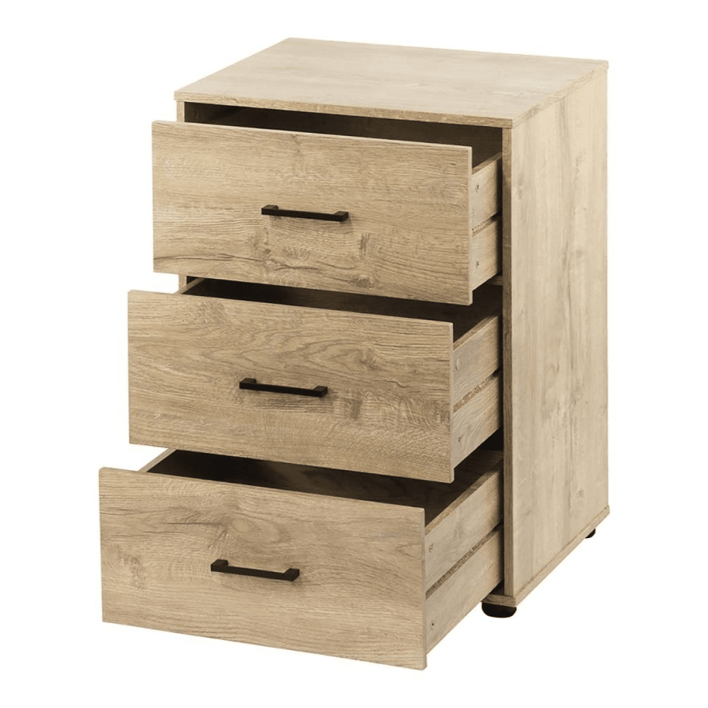 Lovisa 3 - Drawer Cabinet Pedestal Office Storage - Oak Filing Fast shipping On sale