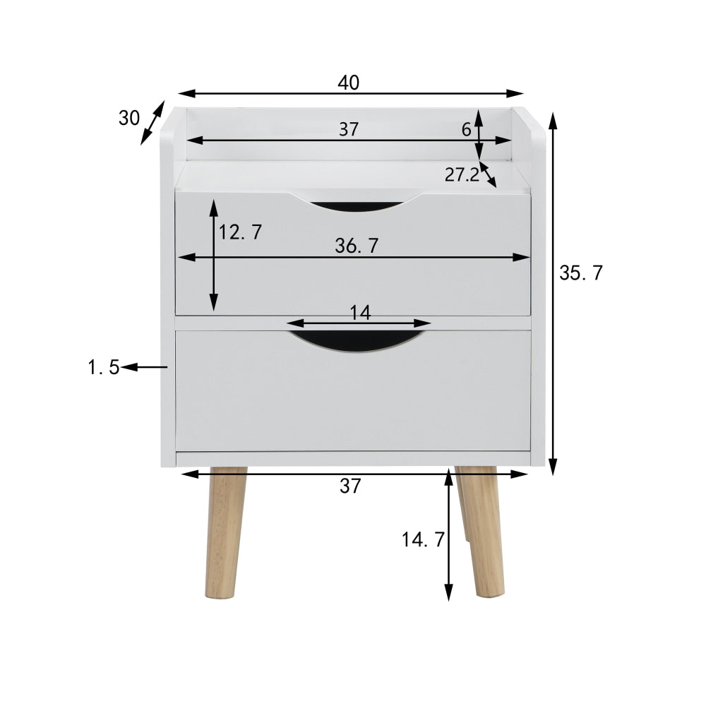 Lovro Modern Nightstand Bedside Table W/ 2-Drawers - White/Oak Fast shipping On sale