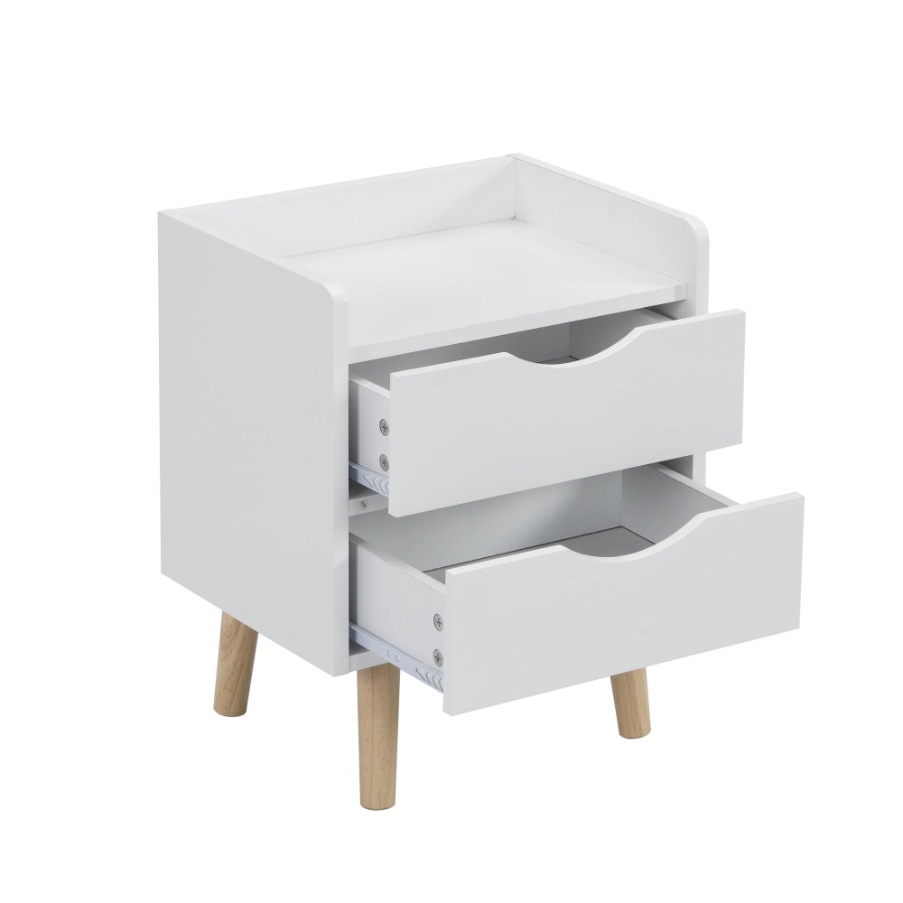 Lovro Modern Nightstand Bedside Table W/ 2-Drawers - White/Oak Fast shipping On sale