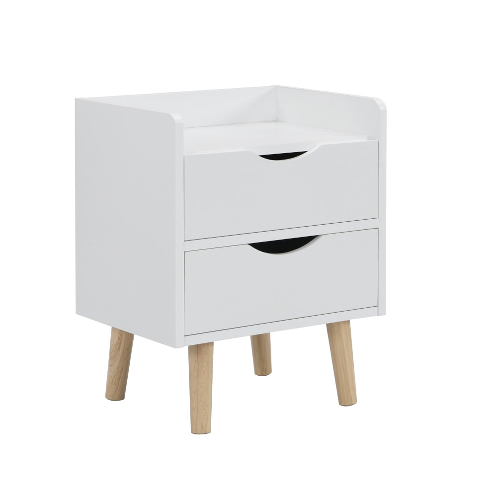 Lovro Modern Nightstand Bedside Table W/ 2-Drawers - White/Oak Fast shipping On sale