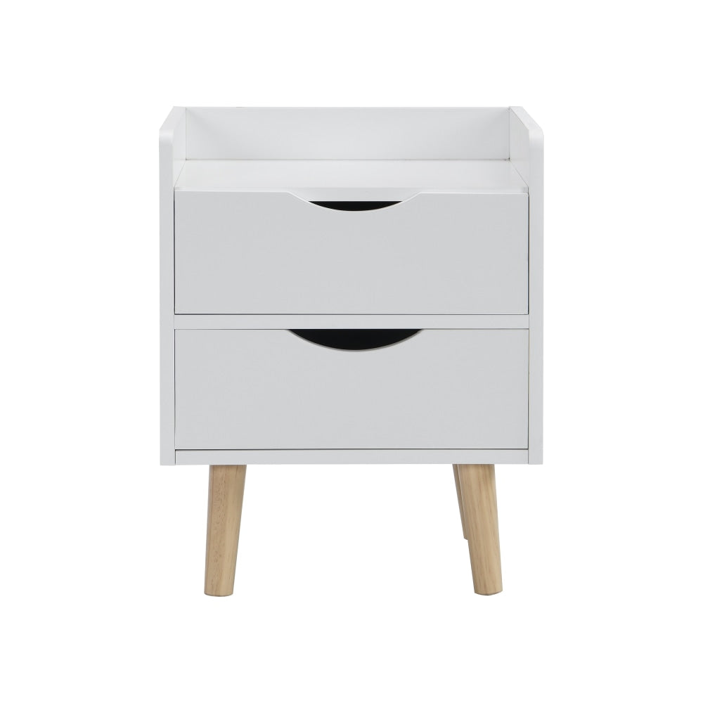 Lovro Modern Nightstand Bedside Table W/ 2-Drawers - White/Oak Fast shipping On sale