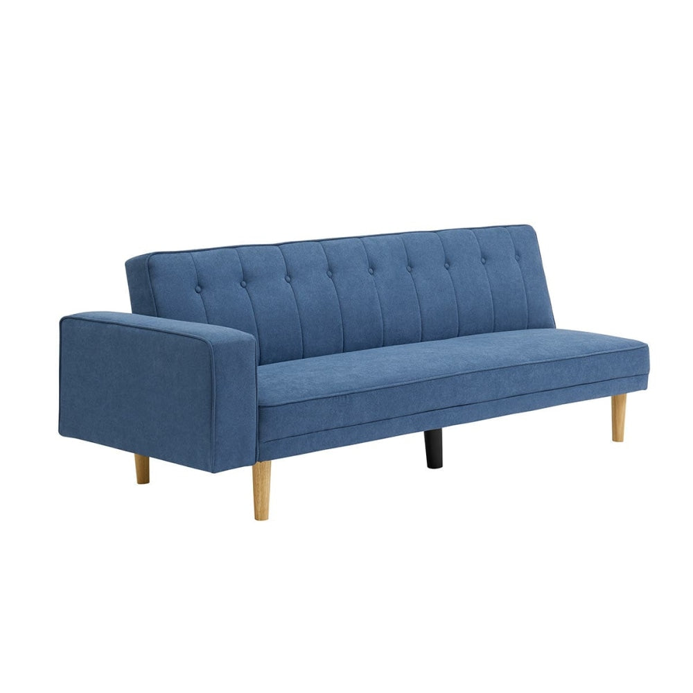 Lucia Modern 3-Seater Velvet Fabric Lounge Sofa W/ Ottoman - Storm Blue Fast shipping On sale