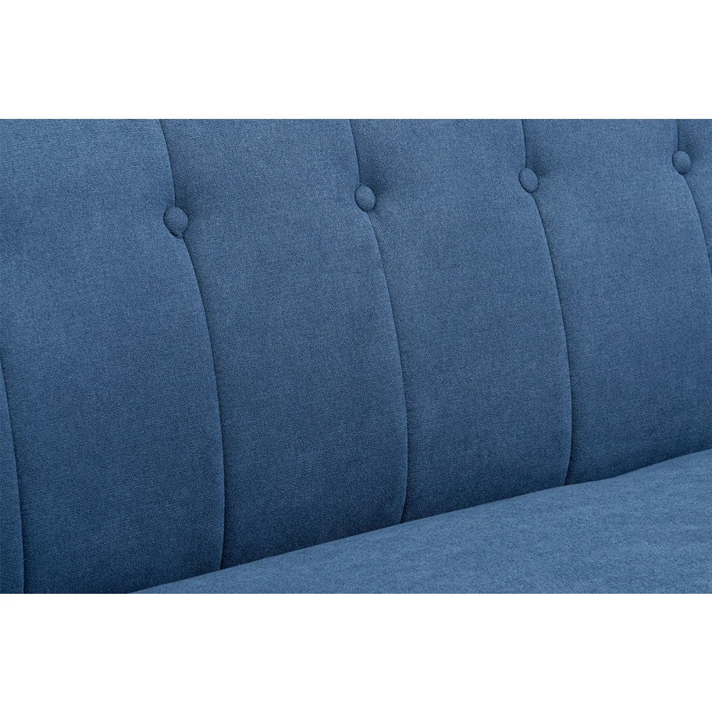 Lucia Modern 3-Seater Velvet Fabric Lounge Sofa W/ Ottoman - Storm Blue Fast shipping On sale