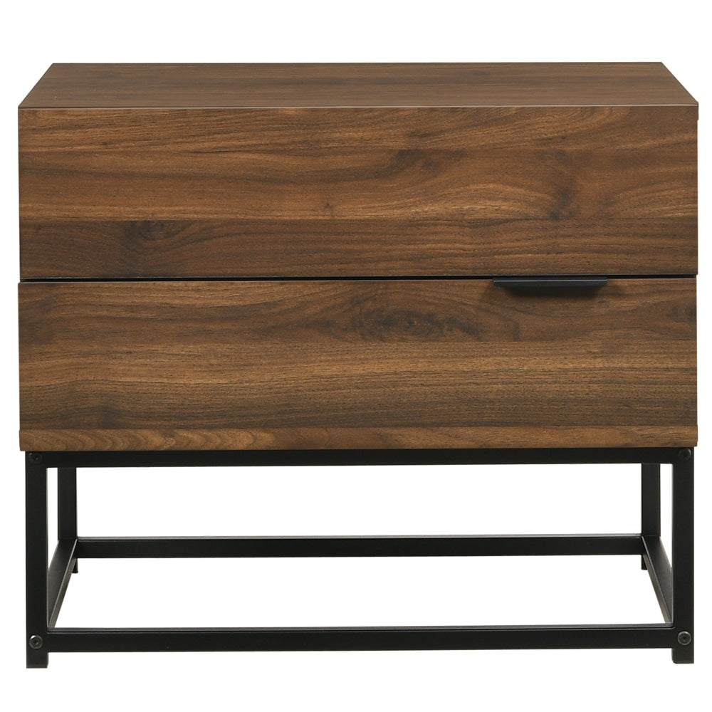 Lucia Nightstand Bedside Side Table W/ 2-Drawers - Walut Fast shipping On sale