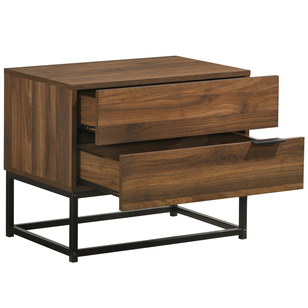 Lucia Nightstand Bedside Side Table W/ 2-Drawers - Walut Fast shipping On sale