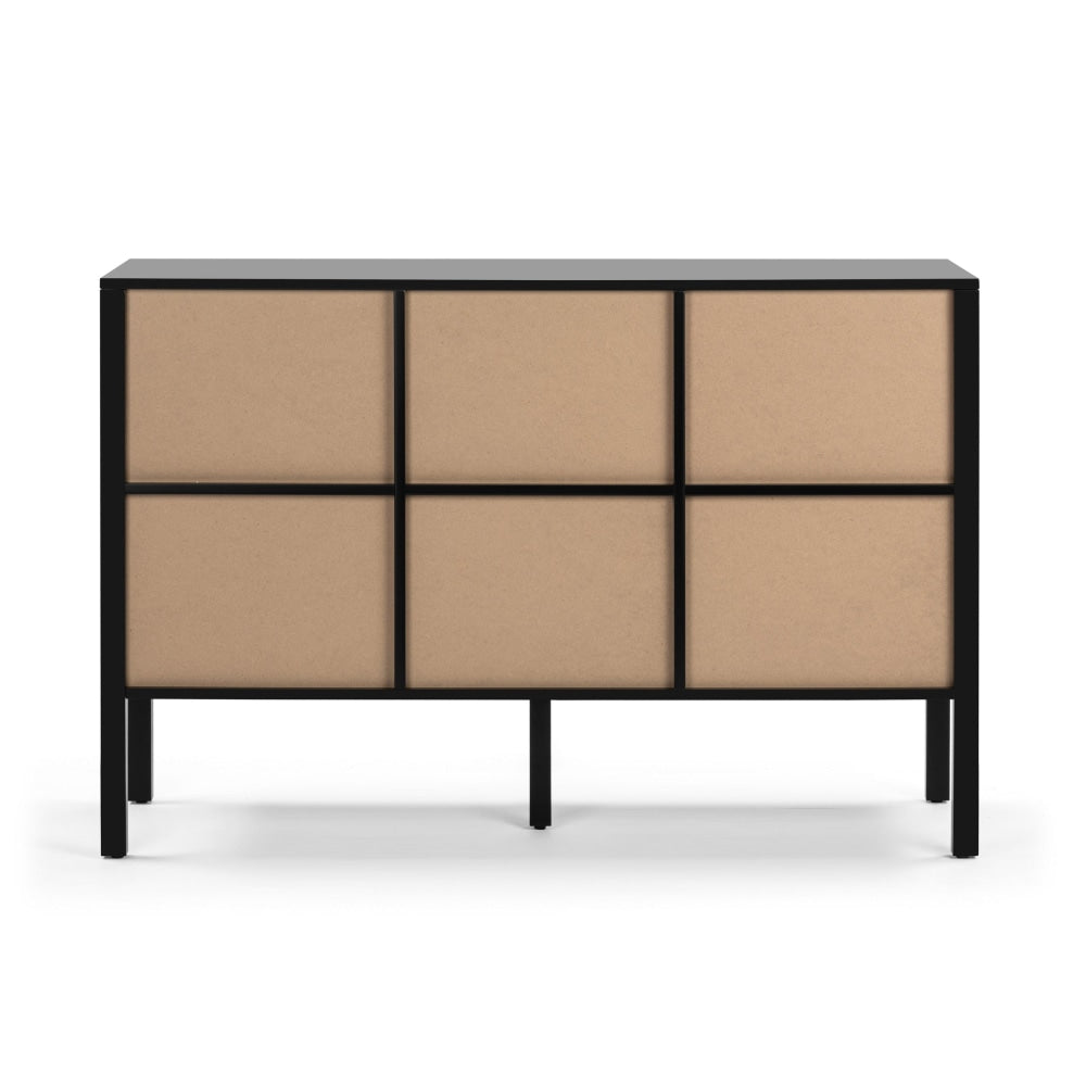 Lucien Sideboard Buffet Unit Storage Cabinet W/ 3-Doors - Black/Rattan & Fast shipping On sale