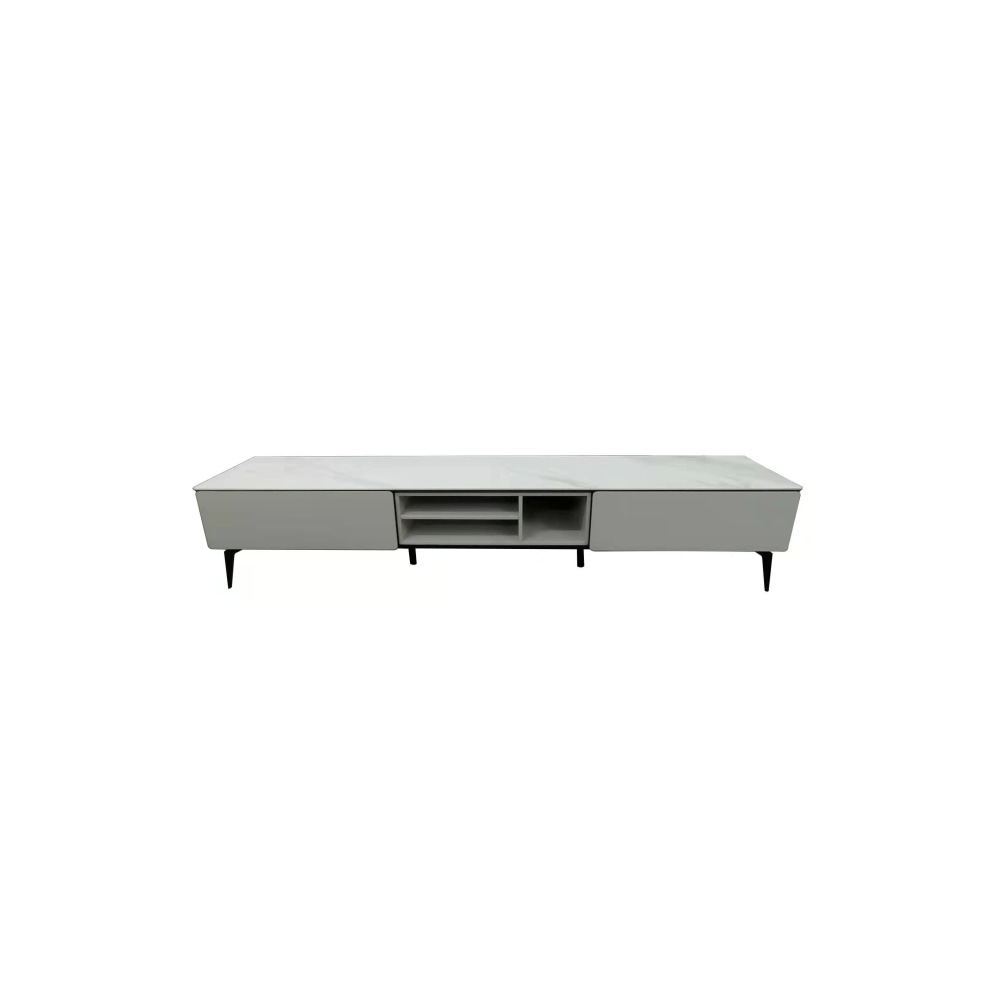 Lucinda Sintered Stone Lowline TV Stand Entertainment Unit 200cm - White Fast shipping On sale