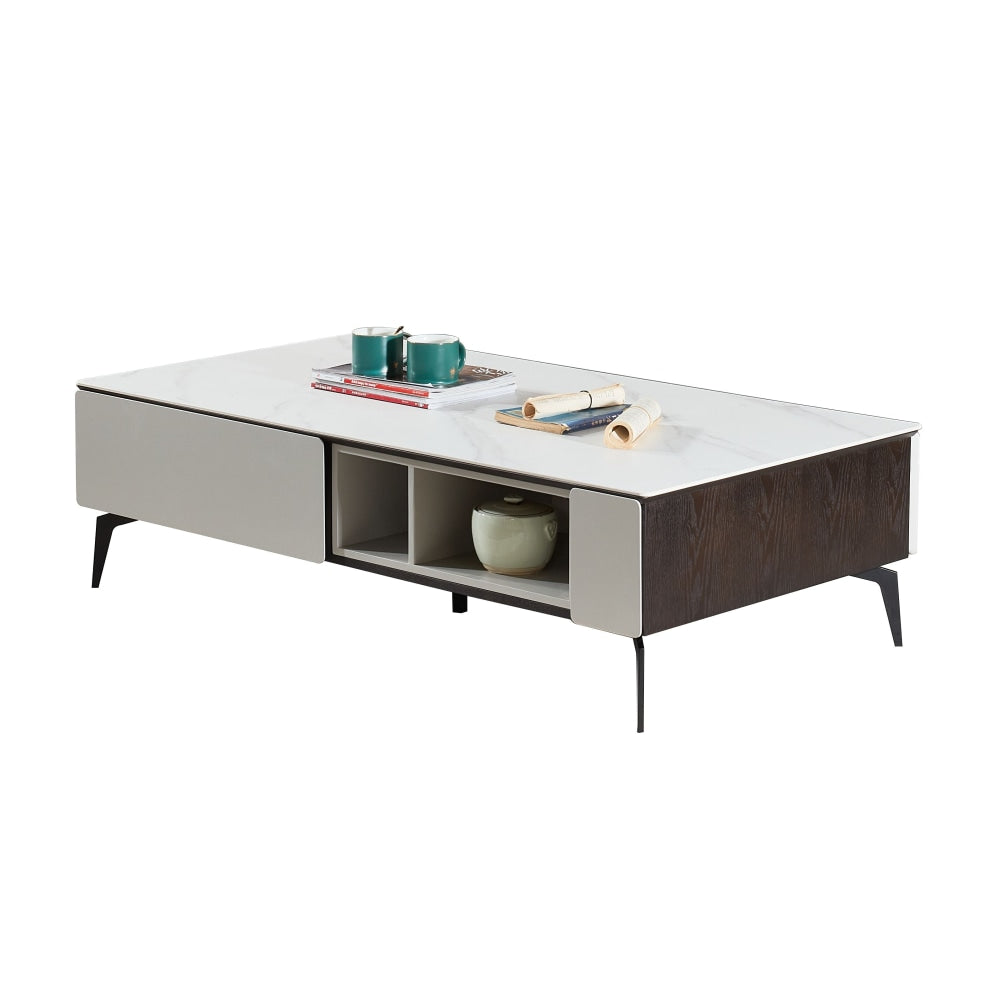 Lucinda Sintered Stone Rectangular Coffee Table - White Fast shipping On sale