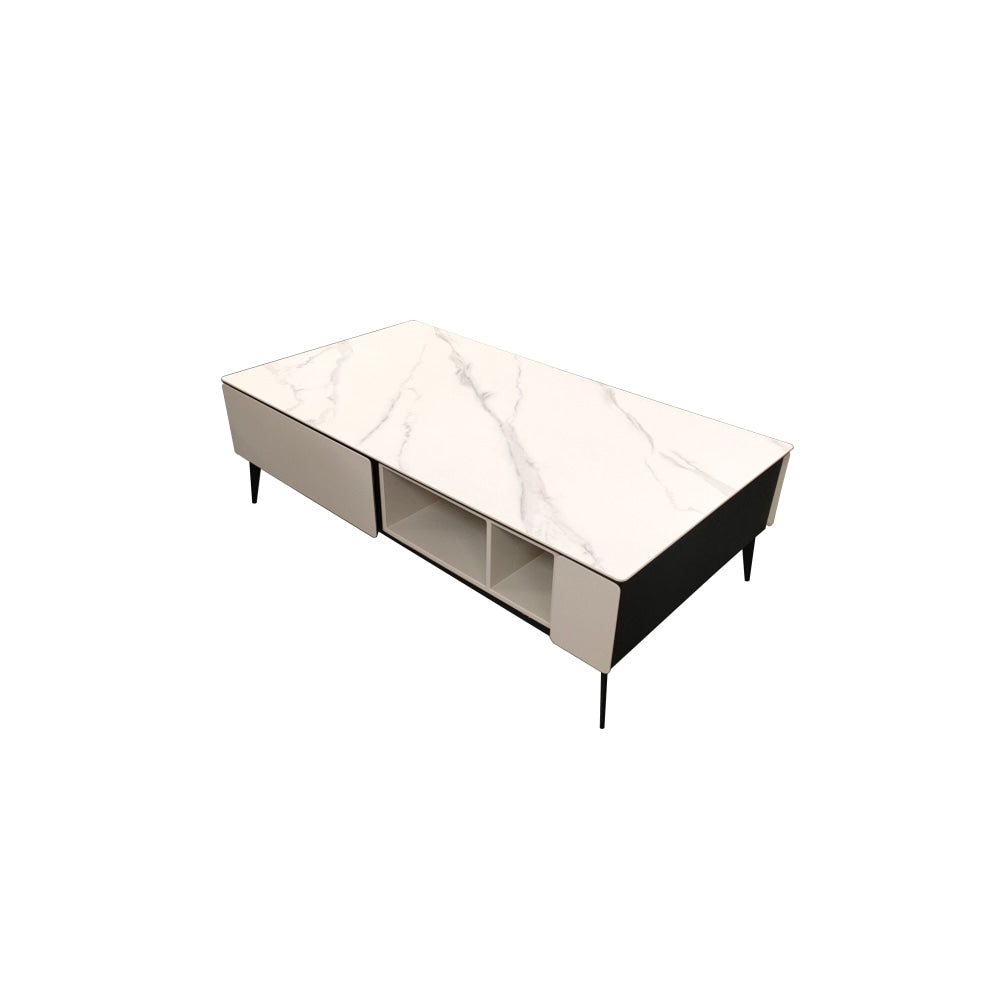 Lucinda Sintered Stone Rectangular Coffee Table - White Fast shipping On sale