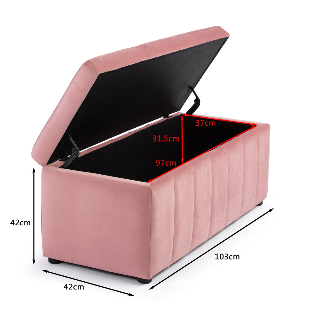 Lumine Velvet Storage Ottoman Box Bench Foot Stool - Pink Fast shipping On sale