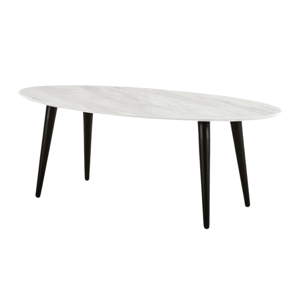 Lumy Marble Look Oval Coffee Table Metal Frame - White/Black Fast shipping On sale