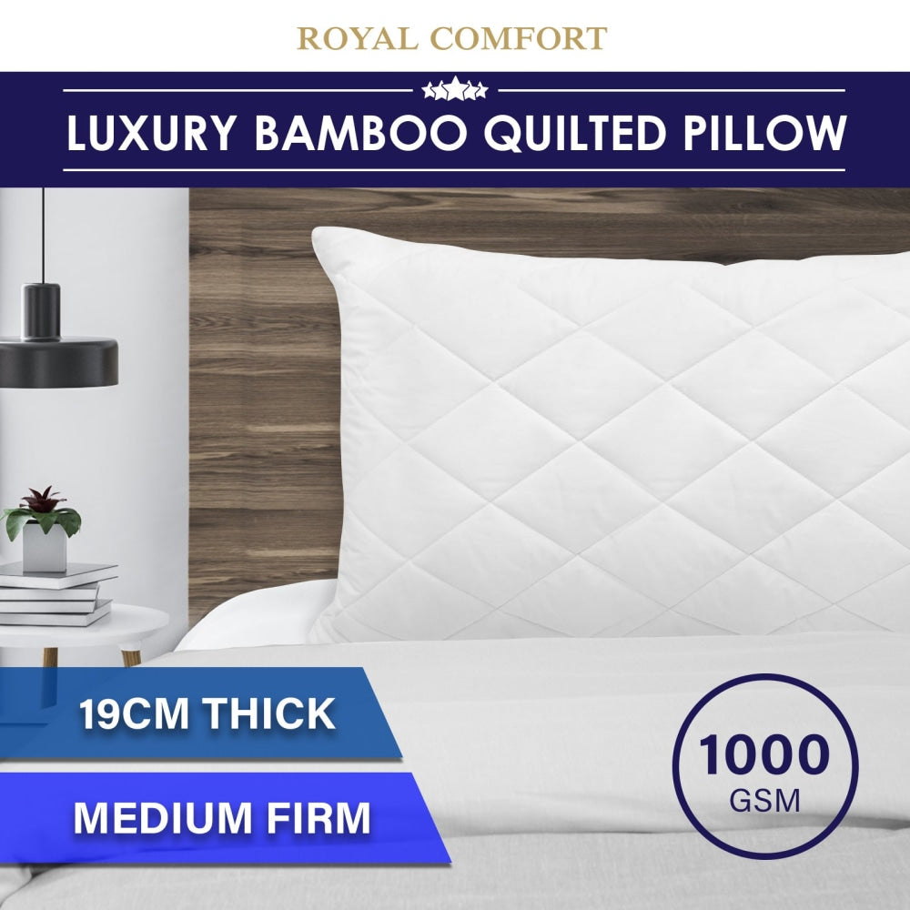 Luxury - Bamboo Quilted Pillow - Single Pack Fast shipping On sale