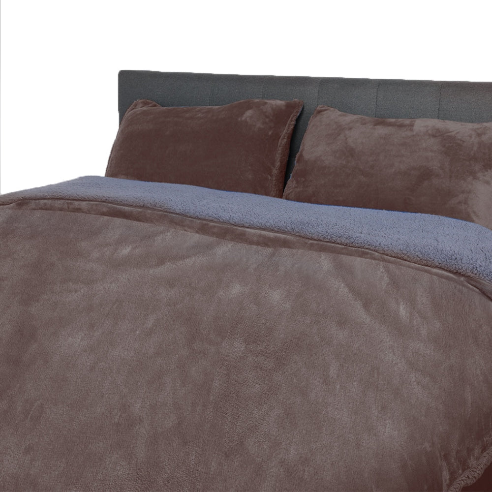 Luxury Bedding Two - Sided Quilt Cover with Pillowcase Double Size Taupe Fast shipping On sale