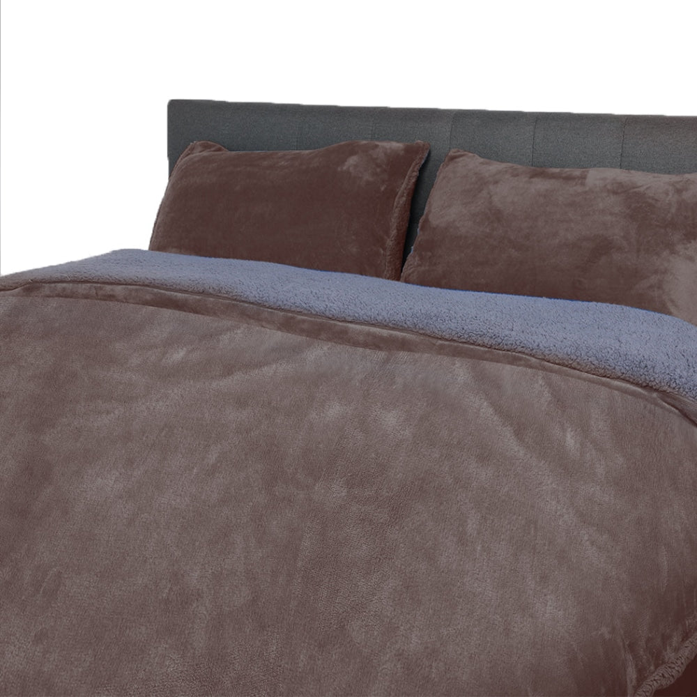 Luxury Bedding Two-Sided Quilt Cover with Pillowcase King Size Taupe Fast shipping On sale
