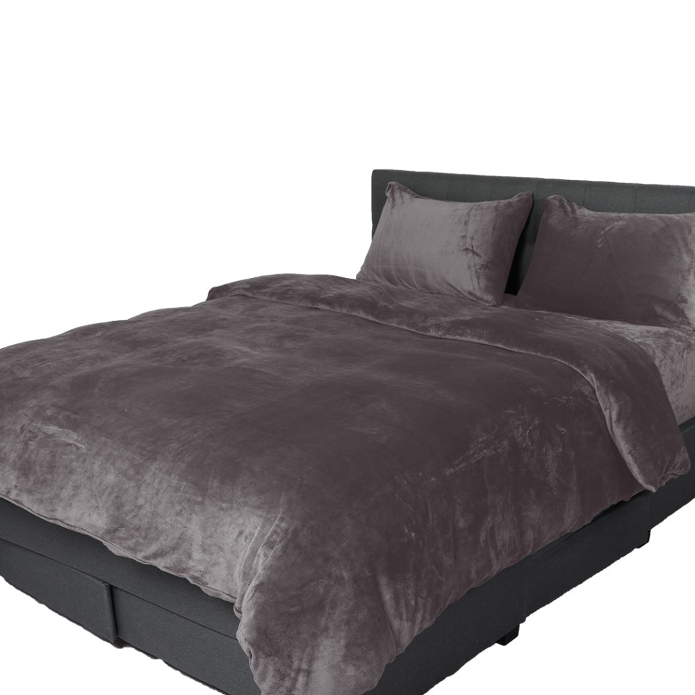 Luxury Flannel Quilt Cover with Pillowcase Silver Grey Double Fast shipping On sale