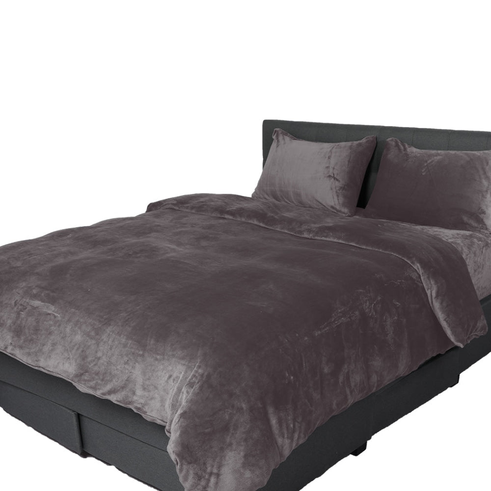 Luxury Flannel Quilt Cover with Pillowcase Silver Grey King Fast shipping On sale